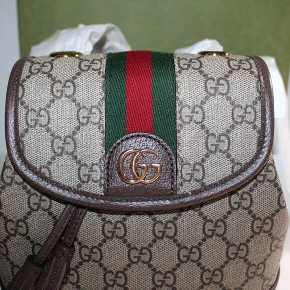 NEW Gucci GG Supreme Ophidia Backpack Bag Top Chain Web Leather Canvas 795221 main image 11
